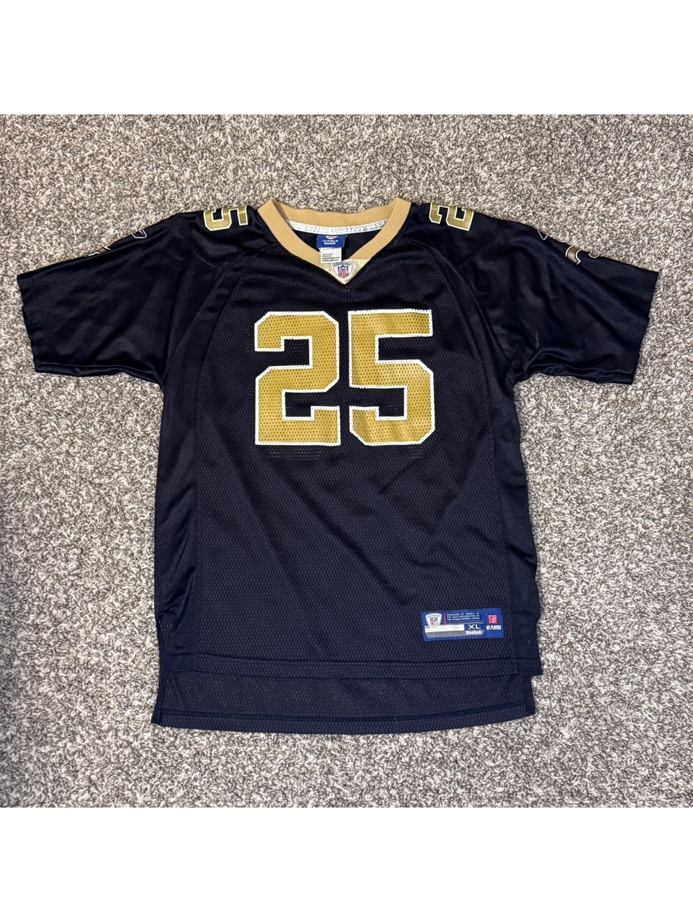 Vintage Reggie Bush #25 New Orleans Saints Reebok NFL Jersey XL Black Gold